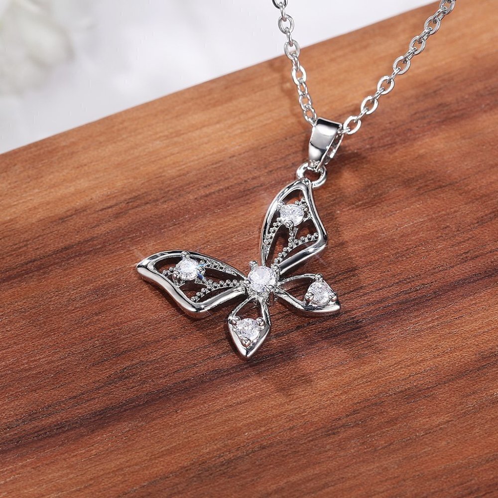 Dainty Butterfly Beautiful 925 Silver Plated Necklace for Women, INDN8640 - Picture 7 of 8
